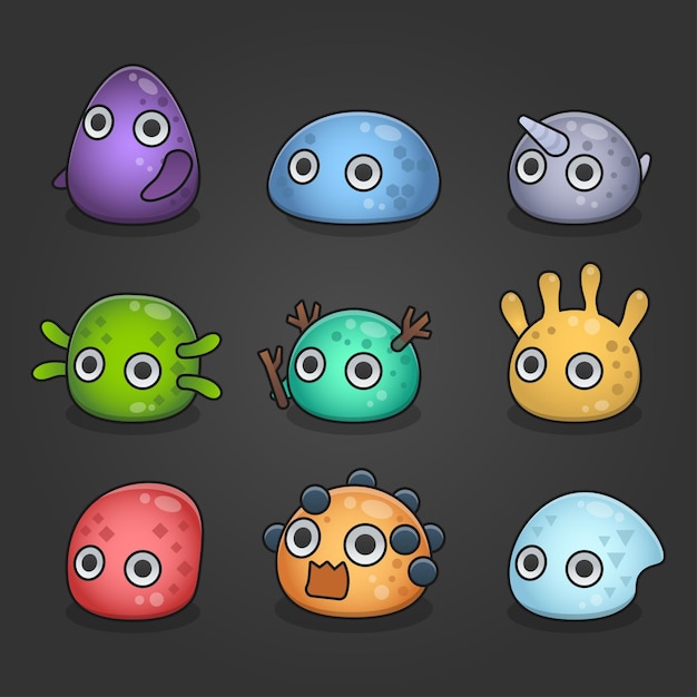 Free vector monster slimes set