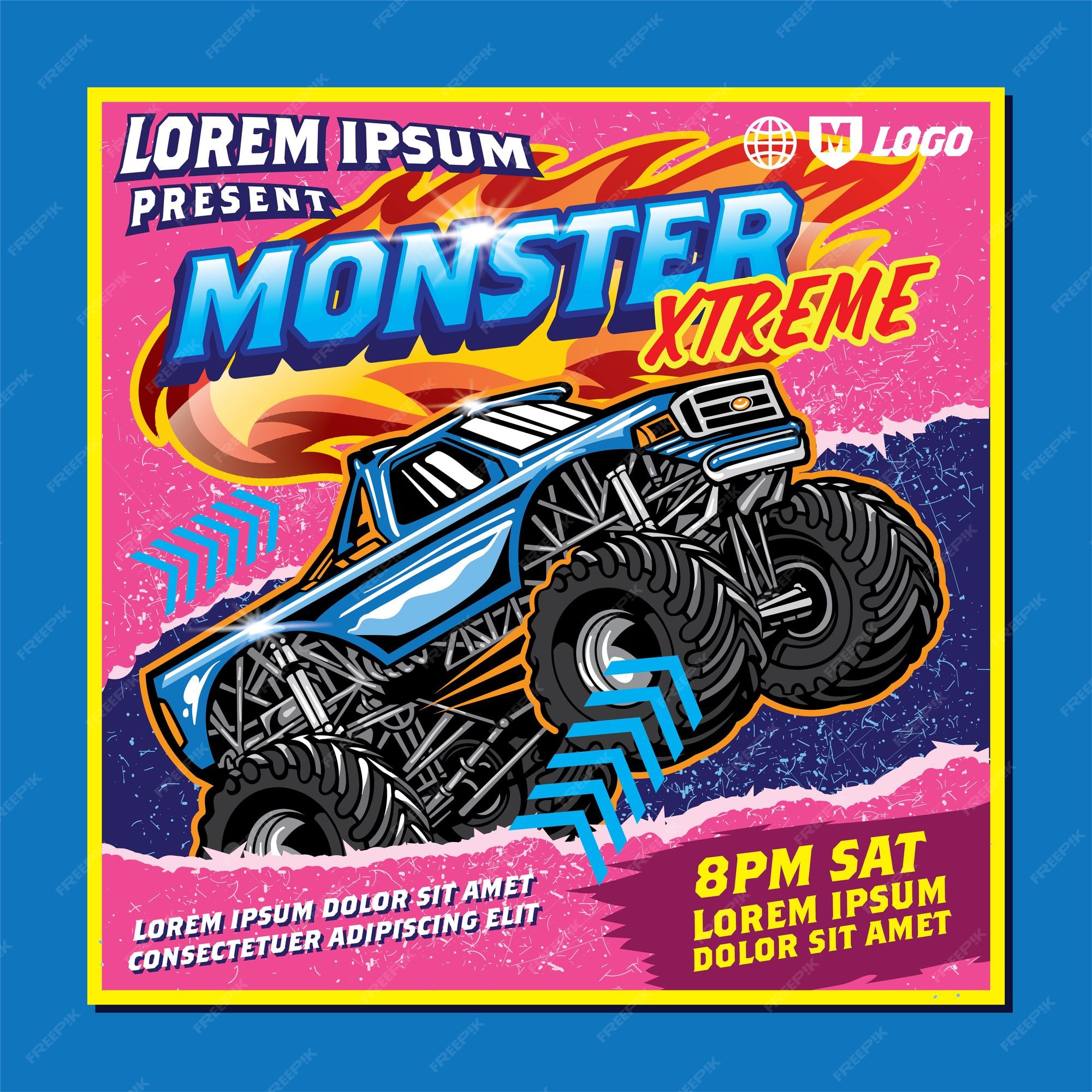 Premium Vector Monster truck show poster