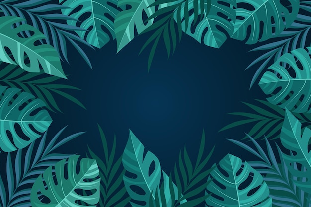 Monstera leaves copy space background for video communication