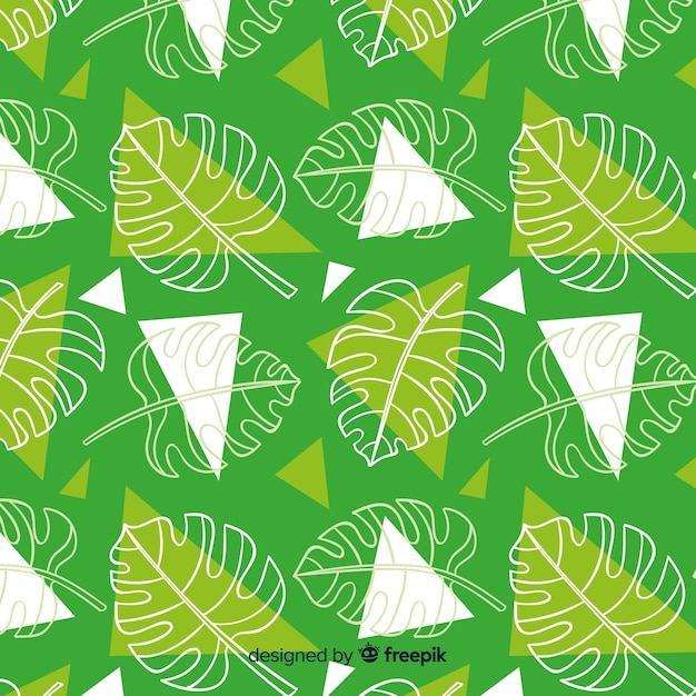 Monstera and triangles background