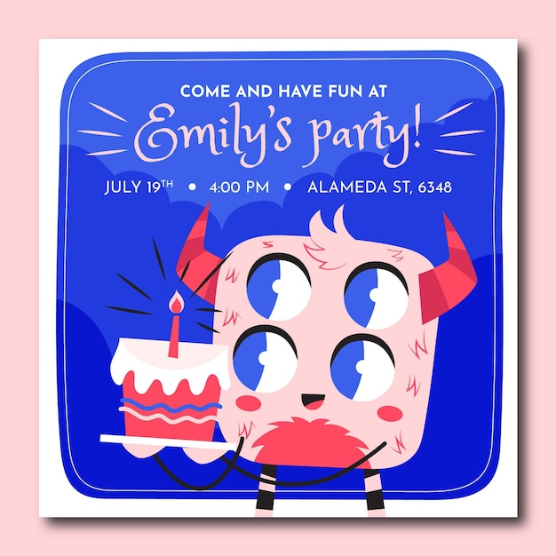 Monsters birthday invitation template