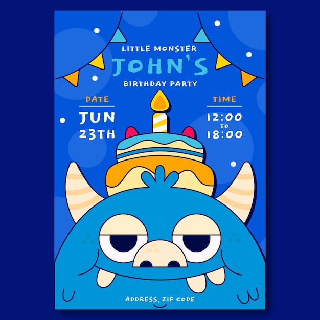 Monsters birthday invitation template