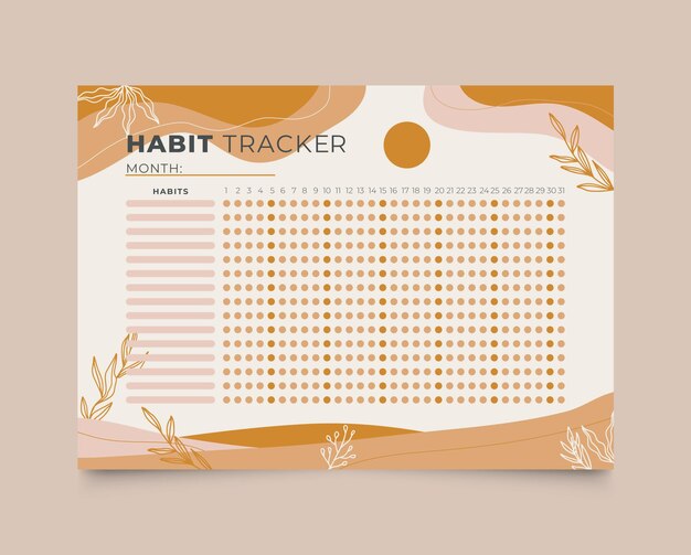 Free vector monthly habit tracker template