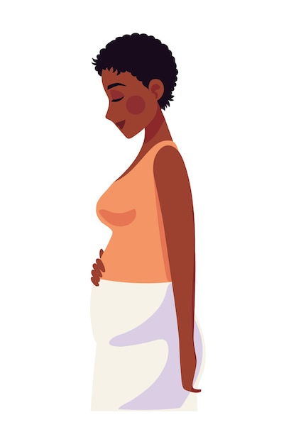 Months pregnant afro woman illustration isolated