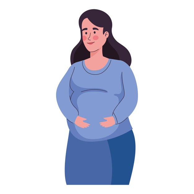 Free vector months pregnant woman side view