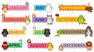 Free vector months of a year banner