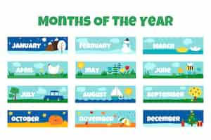 Free vector months of the year template design