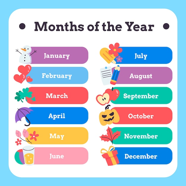 Free vector months of the year template design