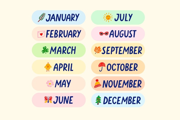 Months of the year template design