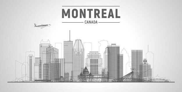 Montreal Canada city lines skyline Vector Illustration Business travel and tourism concept with modern buildings Image for presentation banner placard and web site