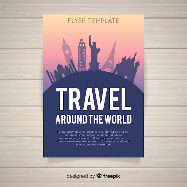 Free vector monument silhouettes travel flyer