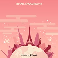 Free vector monuments around the globe travel background