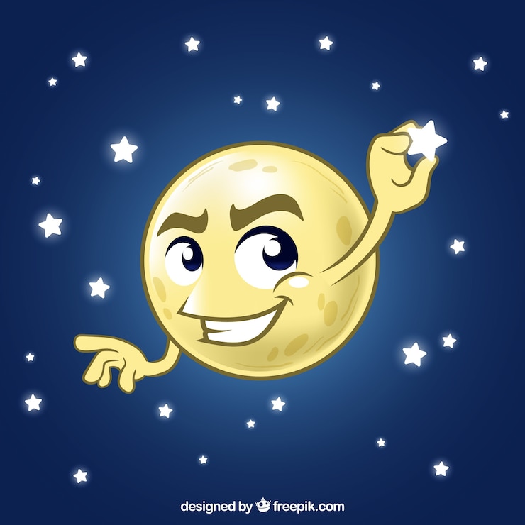 Free Vector moon background catching a star