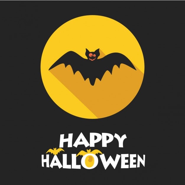 Free vector moon background with bat