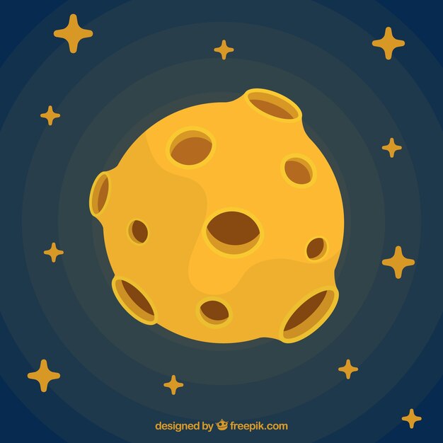 Moon background with yellow stars