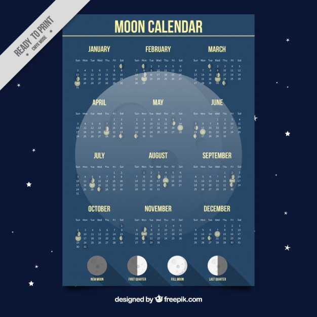 Free vector moon calendar