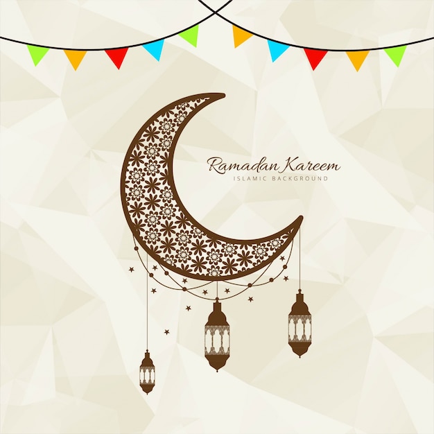 Moon design with lanterns for ramadan kareem