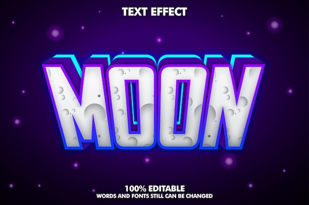 Moon editable text effect with neon light and shadow