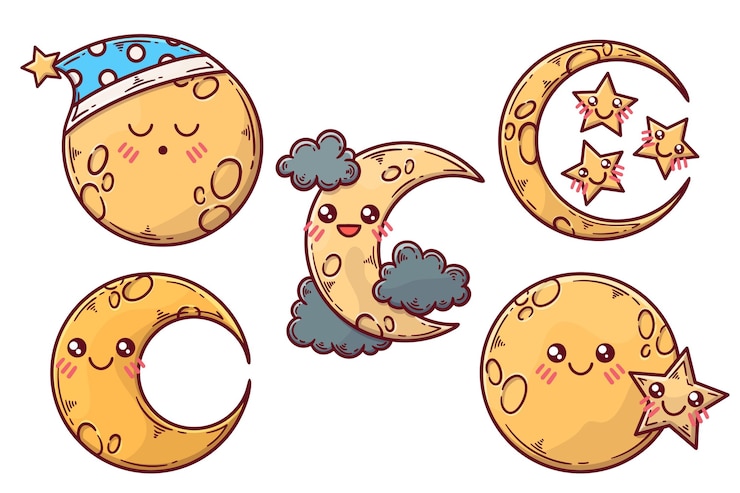 Free Vector moon elements illustration set