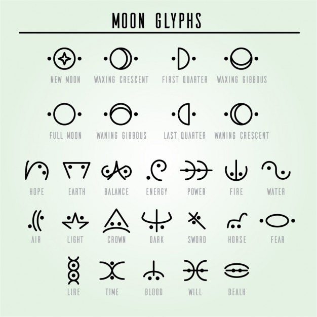 Free vector moon glyphs collection