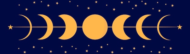 The moon at night in different stages of growth from full moon to eclipse. vector illustration