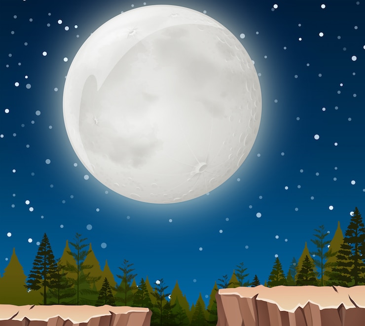Free Vector a moon night scene