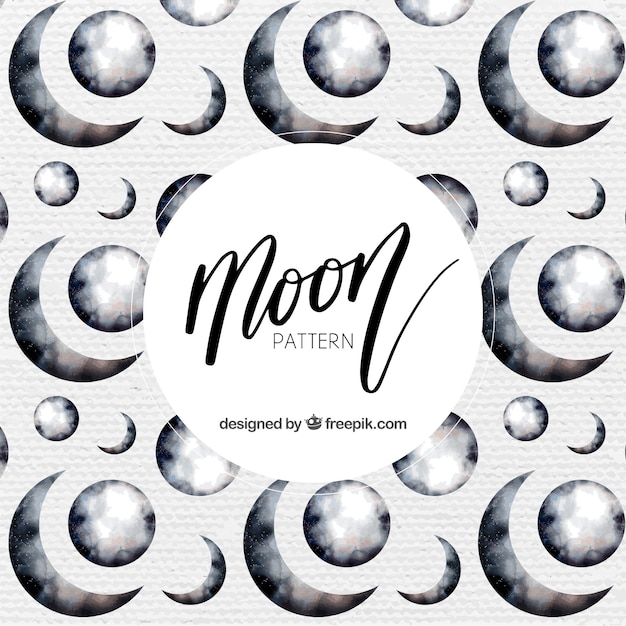 Free vector moon pattern in watercolor style