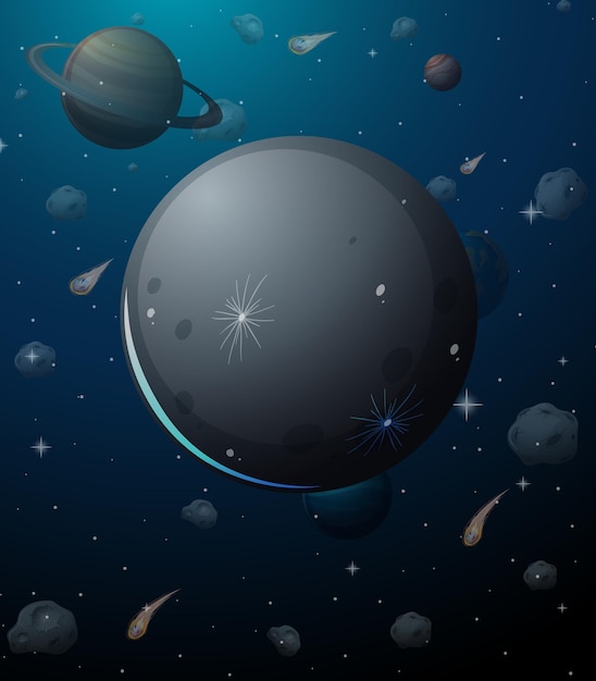 Free vector moon planet on space background