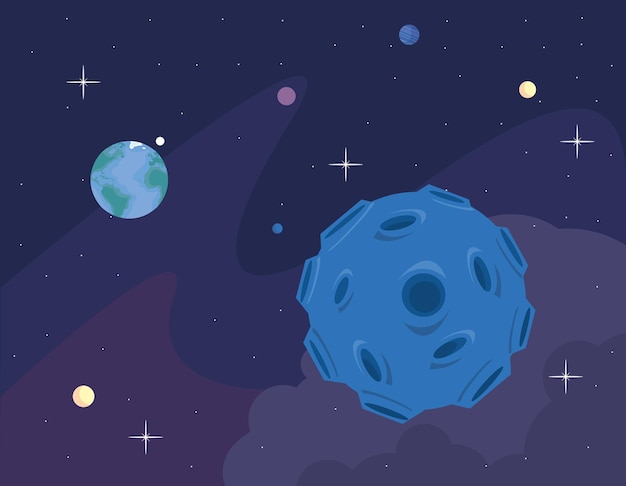 Free vector moon and planets space