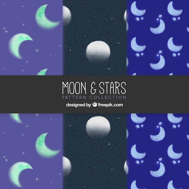 Free vector moon and star pattern collection