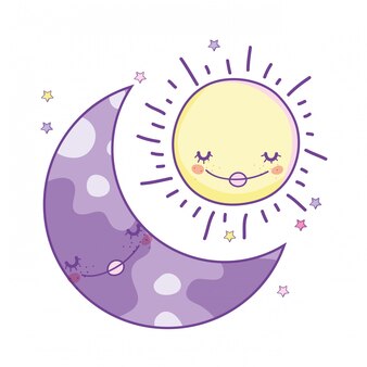 Free Vector | Cute sun and moon icons
