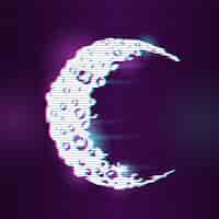 Free vector moon with glitch effect