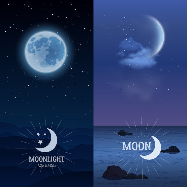 Moonlight banners vertical set