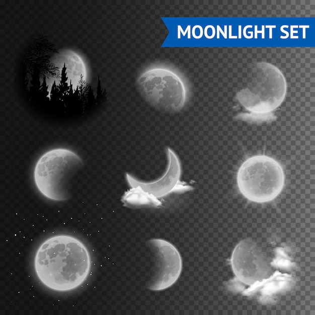 Free vector moonlight transparent set