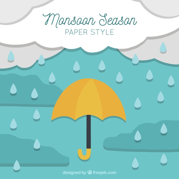 Free vector moonson season background with rain