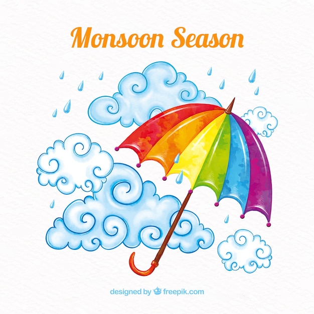 Free vector moonson season background with rain