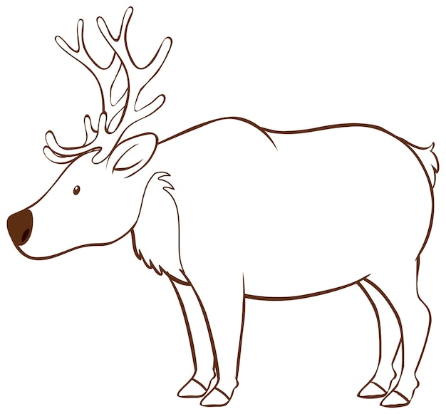 Moose in doodle simple style on white background