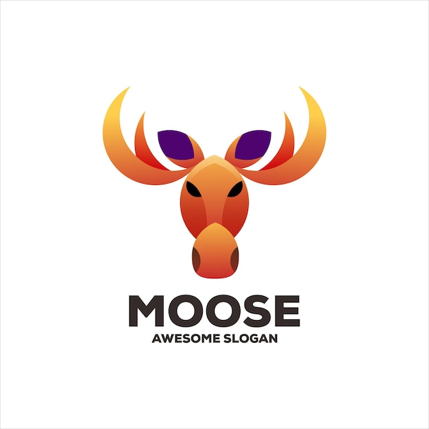 Free vector moose gradient mascot illustration logo design