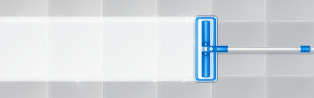 Бесплатное векторное изображение Моп чистит грязный кафельный пол реалистичное изображение