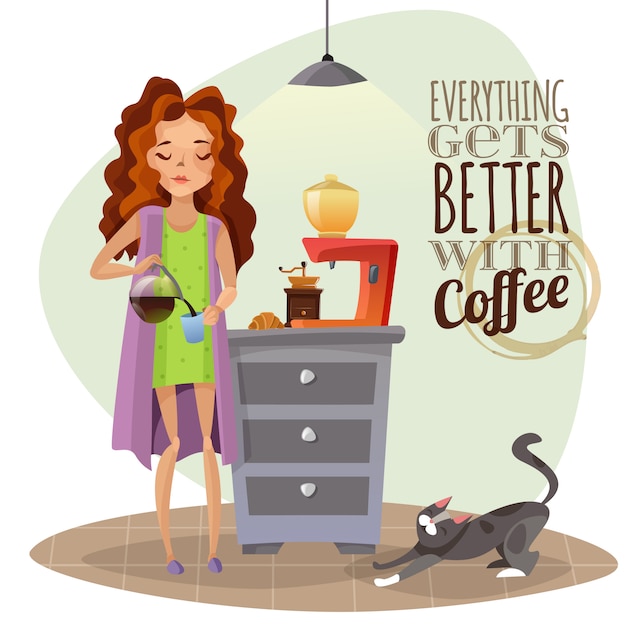 Free vector morning awakening with cup of coffee