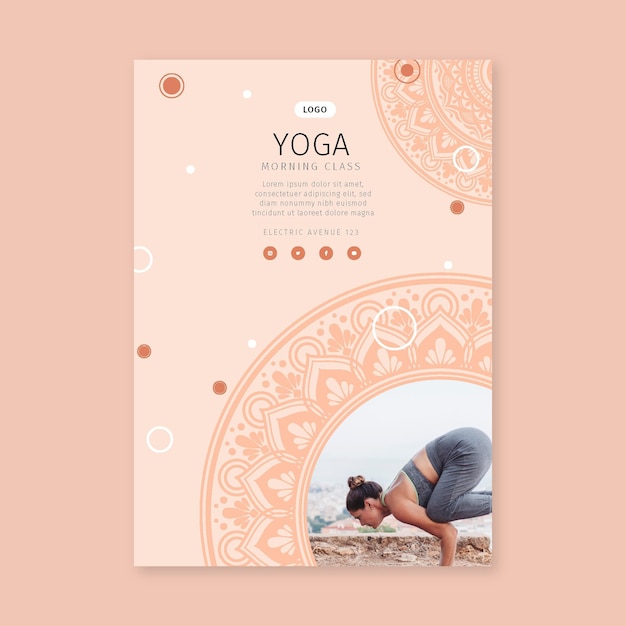 Vettore gratuito modello di poster di yoga di classe mattutina