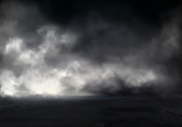 Бесплатное векторное изображение Утренний туман или туман на реке, дым или смог распространяются по темной воде или поверхности земли
