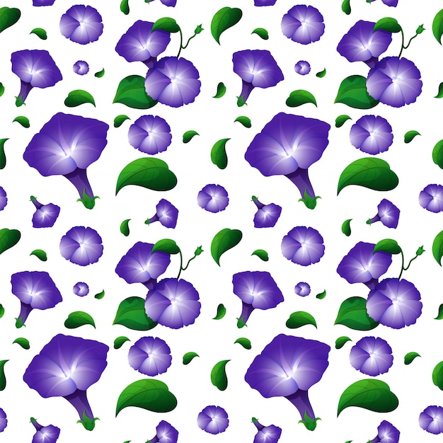 Free vector morning glory flower seamless pattern