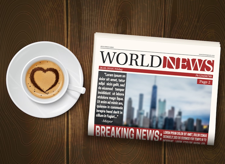 Free Vector morning newspaper wood background poster