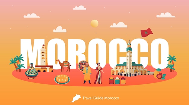 Free vector morocco horizontal poster