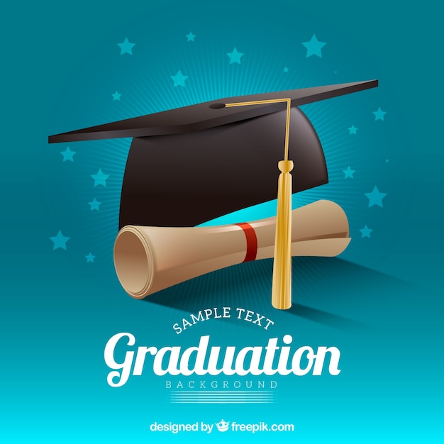 Free vector mortarboard background with diploma