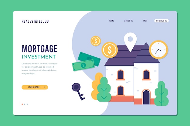 Mortgage flat design template landing page