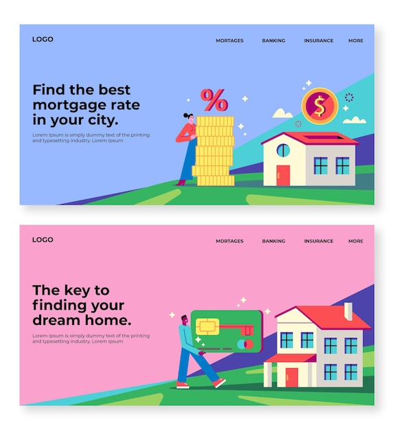 Free vector mortgage landing page concept