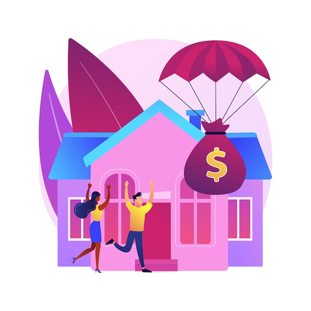 Free vector mortgage relief program abstract concept   illustration. reduce or suspend mortgage payments, loan modification, governmental help, home owner budget, risk insurance