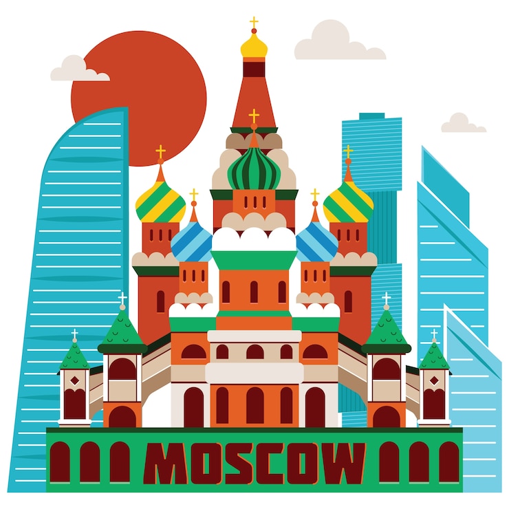 Бесплатный Вектор иллюстрация достопримечательностей москвы